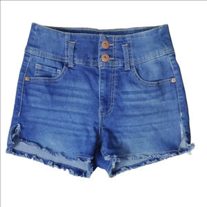 No Boundaries Blue Jean Shorts with Distressed Hem